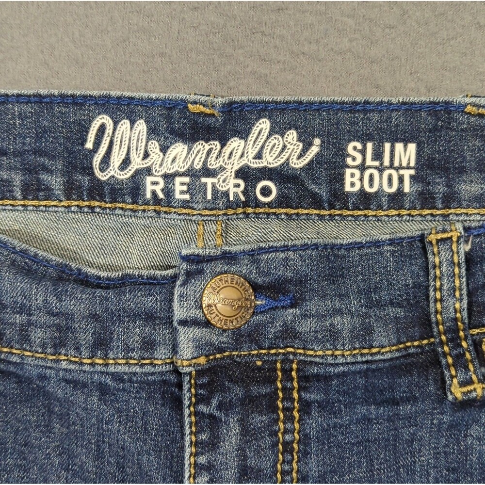 Wrangler Jeans Men's 34x34 Fits 35x33 Blue Retro Slim Boot Western Denim